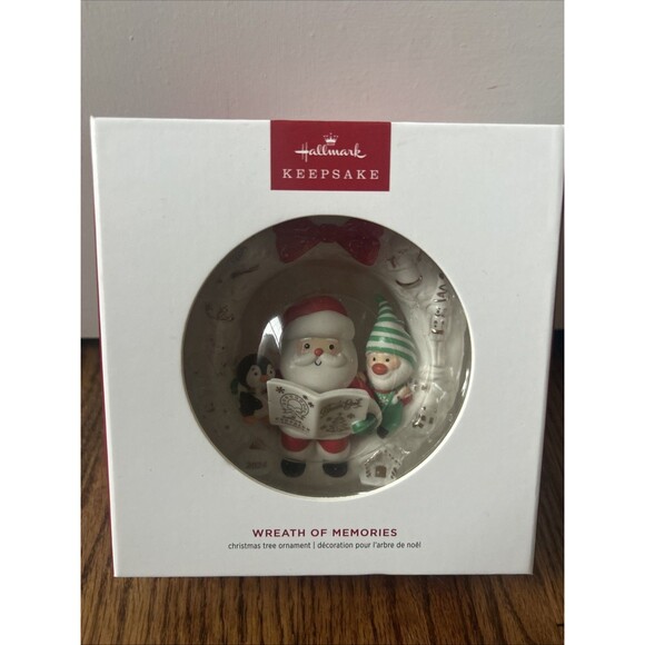 2024 HALLMARK KEEPSAKE WREATH OF MEMORIES ORNAMENT W/14K GOLD ACCENTS NEW IN BOX - Picture 1 of 4